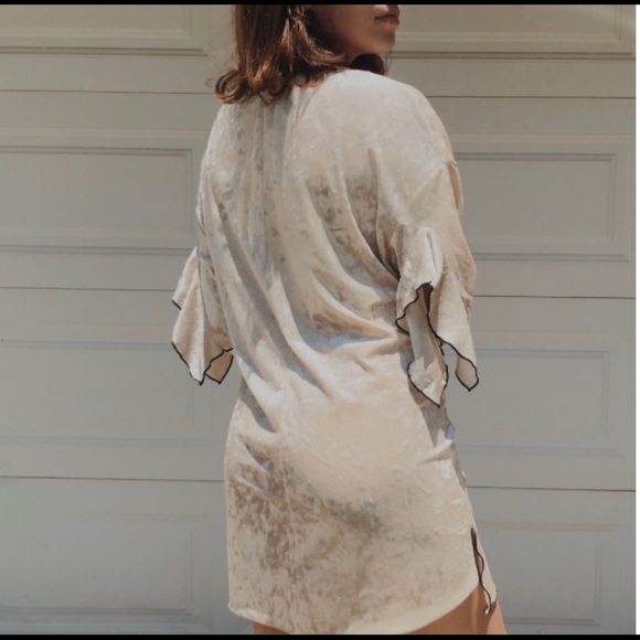 Zara Velvet Beige Shirt Dress - Picture 6 of 7